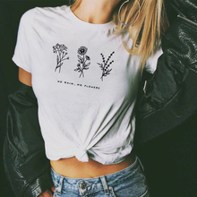 Camiseta sin lluvia con flores para mujer, ropa con estampado Floral, Tops Vintage para mujer, camiseta divertida con estampado de Tumblr de talla grande 2024 - compra barato