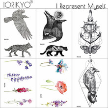 IORIKYO Waterproof Tattoo Black Birds Crow Women Body Art Drawing Temporary Tattoo Peak Men Arm Ankle Waterproof Tatoos Eagle 2024 - buy cheap