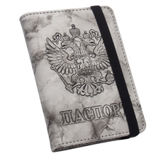 Russian Double eagle marble pattern PU Leather Travel Passport Holder with bandage Passport Cover Credit Card bag 2024 - buy cheap