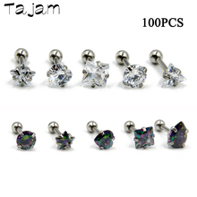 16G Surgical Steel Ear Tragus Cartilage Earring Heart Star Round  Zircon Ear Studs Ring Body Piercing Jewelry Wholesale 2024 - buy cheap