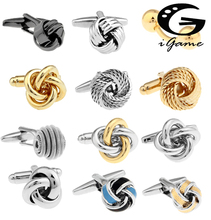 Free shipping Black Cufflinks for men fashion knot design top quality copper hotsale cufflinks whoelsale&retail 2024 - купить недорого