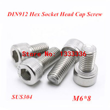 Tornillo de cabeza hexagonal, cilindro de acero inoxidable 100, M6 x 8 DIN912, 304 Uds. 2024 - compra barato