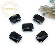 Classic Black Rectangle Glass Crystal sewing rhinestones with silvery claw Diy wedding dress accessories Free shipping 2024 - buy cheap
