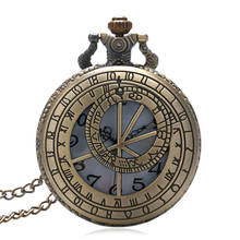 YISUYA Antique Bronze Hollow Quartz Pocket Watch Constellation Necklace Pendant Vintage Retro Steampunk Half Hunter Gift 2024 - buy cheap
