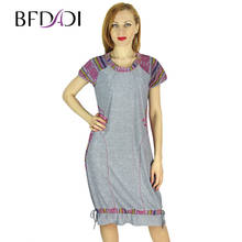 BFDADI Summer Style Women Dress 2016 New Casual Short Sleeve O-Neck Print stitching Elegant Party Dress Plus Size 93430 2024 - buy cheap