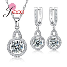 Quality Classic Fashion Luxury Bridal Wedding Jewelry Sets For Woman 925 Sterling Silver CZ Crystal Necklaces Earrings Set 2024 - buy cheap