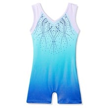 BAOHULU 4-11 Years Teens Girls Leotard Gymnastics Jumpsuit Gradient Blue Biketard Rhinestone Kids Dance Wear Ballet Costume 2024 - buy cheap