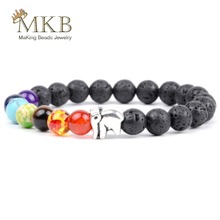 Natural Stone Men Bracelet 7 Chakra Healing Balance Black Lava Beads Yoga Mala Bracelets for Women Jewelry Gift Wholesale 2024 - buy cheap