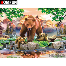 HOMFUN 5D DIY Алмазная картина полностью квадратная/круглая дрель "Животный медведь" вышивка крестиком подарок домашний Декор подарок A08274 2024 - купить недорого