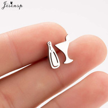 Jisensp Unique Fashion Wine Glass and Bottle Stainless Steel Earrings Jewelry for Women Men Party Gift boucle d'oreille femme 2024 - buy cheap