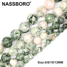 Nassboro miçangas soltas para artesanato, pedra natural com ponto verde, para fazer joias, faça você mesmo, pulseira espaçadora, 6 8 10 12mm 2024 - compre barato