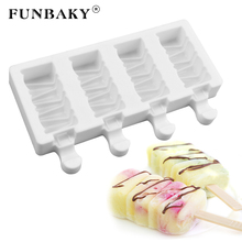 FUNBAKY-Molde de helado de silicona 3D de 4 cavidades, máquina de paletas, moldes de helado con palos 2024 - compra barato