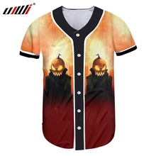 Ujwi, camiseta masculina, camiseta criativa vermelha de rua para homens, com impressão 3d, personagem de abóbora engraçada, camisa de beisebol para halloween 2024 - compre barato