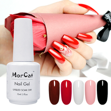 MorCat-esmalte de Gel para uñas, laca de Gel UV de Color rojo vino, para manicura artística, 15ml 2024 - compra barato