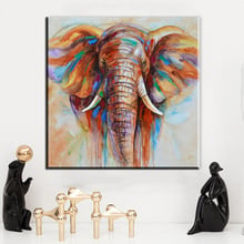 Cópias da lona Fotos de Arte de Parede Emoldurado 1 Pedaço Flor Elefante Pintura Sala de estar Colorido Abstrato Animal Poster Home Decor 2024 - compre barato