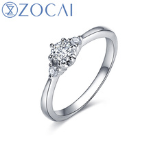 ZOCAI 3 stone diamond Wedding Ring 0.28 ct F-G / SI certified diamond engagement ring 18K white gold diamond ring W06054 2024 - buy cheap