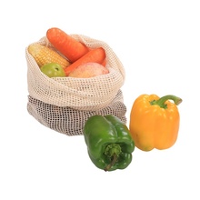 Bolsas de algodón reutilizables para vegetales de 3 tamaños, bolsas de malla para almacenamiento de vegetales y frutas para el hogar y la cocina, lavables a máquina con cordón 2024 - compra barato