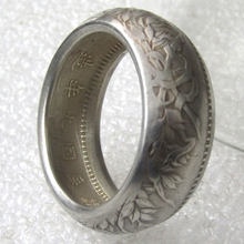 90% prata china 1920 yuan shi anel de moeda tamanho 12-15 2024 - compre barato