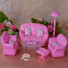 For Barbie Doll Furniture Accessories Toy Pink Sofa Floor Lamp Tea Table Cup Chair  Mirror Lamp Store  Gift Girl DIY 2024 - buy cheap