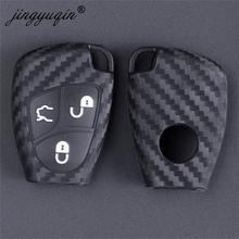 Jingyuqin-funda de silicona para mando a distancia de coche, carcasa de 3/4 botones para Mercedes Benz B, C, E, ML, S, CLK, CL, 2B, estilo de fibra de carbono 2024 - compra barato