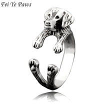 Кольцо с лапами Fei Ye в стиле ретро для женщин, украшение для пальцев средней длины, в стиле панк, лап, лабрадор, ретривер, собака, животное, щенок, ювелирное изделие для мужчин и друзей 2024 - купить недорого