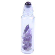 Natural Semiprecious Stones Roller Ball Essential Oil Gemstone Roller Bottle Clear Glass 10ml Healing Crystal Chips with Cap 1pc 2024 - buy cheap