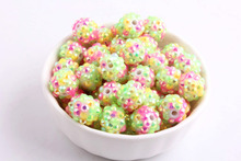 Kwoi vita Yelow-confeti de Lime rosa, lote de bolas de diamantes de imitación de resina gruesa de 20mm, 100 unidades 2024 - compra barato