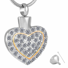 MJD8595 Elegant Crystal Heart Urn Pendant - Ash Cremation Keepsake Jewellery - Engraving 2024 - buy cheap