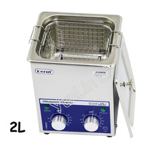 Limpador ultrassônico de aço inoxidável 2l 80w lavadora de vidro digital pcb mecânica máquina de limpeza de jóias com cesta 2024 - compre barato