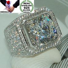 Мужское кольцо OMHXZJ, серебряное кольцо из стерлингового серебра 925 пробы с белым квадратным цирконием AAA, опт, Европейская мода, RR04 2024 - купить недорого