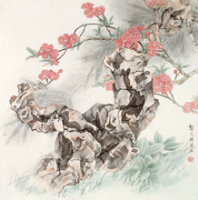 Chinês clássico vermelho ameixa pedra cenário pintura a óleo telas impressas em tela arte de parede imagem decoração 2024 - compre barato
