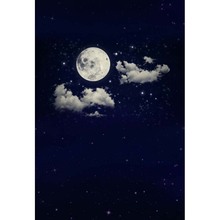 Pano de fundo fundo da lua azul escuro 5x7ft, peça única lavável com nuvem, sem rugas, cenário para estúdio fotográfico, tecido de poliéster 2024 - compre barato