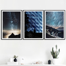 Galaxy Starry Sky Mountain Road Canvas Painting Nordic Posters And Prints Wall Art Pictures For Living Room Decoration No Framed 2024 - buy cheap