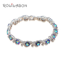 ROLILASON New Arrival Innovative Design Charm Bracelets Silver Multicolor Zircon Health Nickel Lead Free Fashion Jewelry TB913 2024 - buy cheap