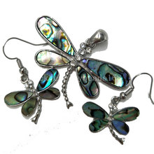Frete grátis joias da moda lindo brincos de pingente de libélula concha abalone da nova zelanda conjunto c5823 2024 - compre barato