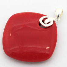 Elegant 925 Sterling Silver 35x35MM imitation Red Coral Pendant for valentine's day gift 2024 - buy cheap