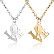 Fashion Jewelry Stainless Steel High Polished Letter LOVE Pendant Necklace with 40+5cm Chain for Lovers 2024 - buy cheap