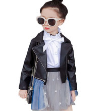 New Kids Leather Jacket Girl  4-12  old Spring  Autumn  Kids  Coat  Baby Jacket 9NT071 2024 - buy cheap