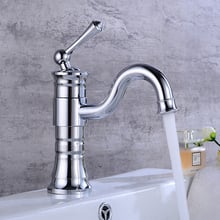 Grifos de latón cromado para lavabo de baño, mezclador de agua caliente y fría con un solo Mango, montaje de cubierta Vintage, 58808 2024 - compra barato