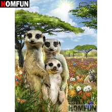 HOMFUN 5D DIY Diamond Painting Full Square/Round Drill "Meerkat family" 3D Embroidery Cross Stitch gift Home Decor A08248 2024 - buy cheap