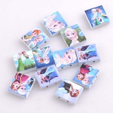 20x18mm 50pcs Mixed Snow Queen Paintied Square Wooden Beads For kids Jewelry Making MT1408 2024 - buy cheap