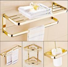 Set de accesorios de baño de latón, soporte cuadrado dorado para escobilla de baño, soporte de papel, toallero, juego de ganchos de accesorios de baño 2024 - compra barato