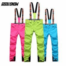 Женские лыжные штаны GSOU SNOW Double Single Board, зимние уличные водонепроницаемые теплые плотные ветрозащитные лыжные брюки, размеры XS-L 2024 - купить недорого