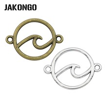 JAKONGO Antique Bronze Plated Wave Charm Connector for Jewelry Making Bracelet Accessories DIY 26x20mm 20pcs/pcs 2024 - buy cheap