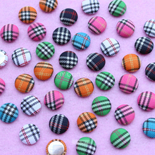 Set of 100pcs Scotticize Tartan Fabric Cover Buttons 15mm Handmade FlatBack Wrapped Round Buttons Assorted DIY Decor 2024 - buy cheap