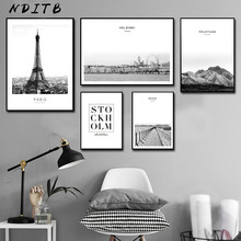 Torre Eiffel de montaña, decoración escandinava, paisaje, lienzo, arte de pared, póster de estilo nórdico, pintura decorativa 2024 - compra barato