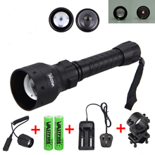 Lanterna de led infravermelho com visão noturna para caça 850nm, t50, suporte para rifle de 25mm, interruptor de pressão remoto, bateria 2*18650 + carregador