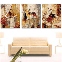 Hand painted canvas Triptych oil paintings vintage home decor wall pictures for living room  Ballet Club painting by numbers 2024 - buy cheap