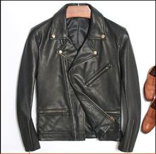 Free shipping.Fashion slim biker genuine leather jacket,Brand new mens soft tanned sheepskin coat,motor style cloth,sales 2024 - buy cheap