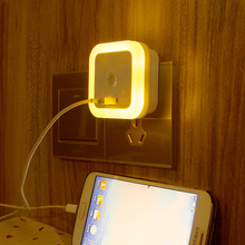 Quadrado auto led sensor de indução luz controle quarto luzes da noite lâmpada cama com usb 1a eua plug night lamp quarto luz 2024 - compre barato